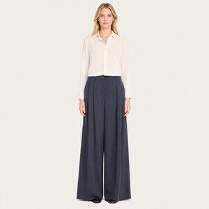 TWP  Didi Wool Blend Wide-Leg Pants Trousers pleated womens size 4 Indigo Blue